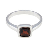 Ana Red Solitaire Ring for Women in Silver Garnet Red